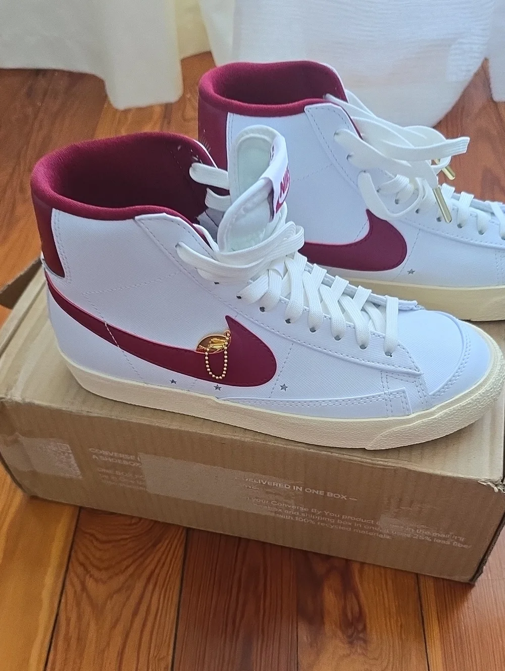 Nike Women's White & Burgundy High-Top Sneakers